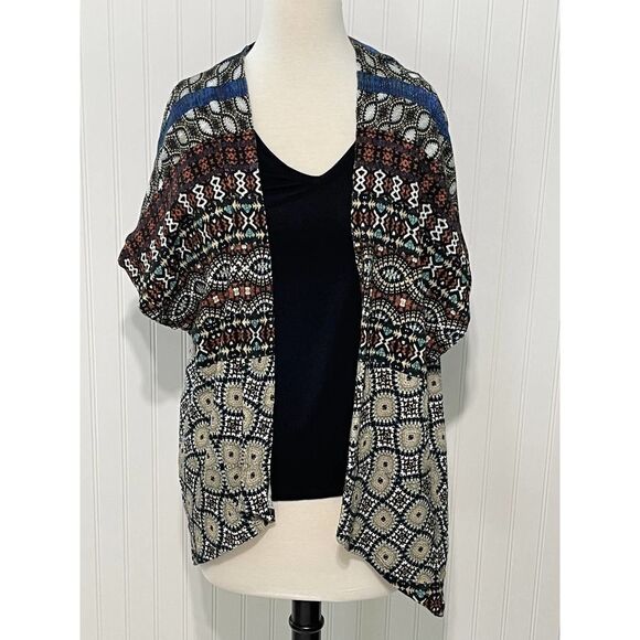 Desigual Jamil Geometric Short Sleeve Cardigan Tank Top Combo Small Black Red - Picture 14 of 14